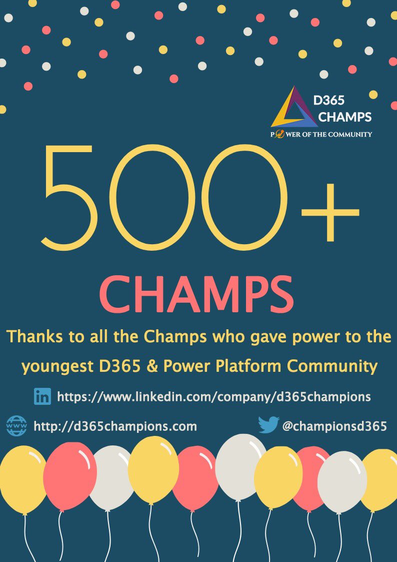 ChampionsD365's tweet image. Huge shout out to all the Champs! 🤩🤩

#d365champs #msdyn365 #msftdynamics365 #msftadvocate  #powerplatform #communityevent