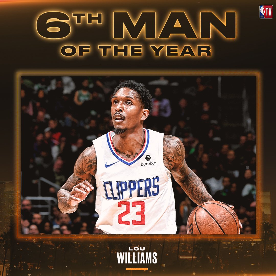 Make that three #KiaSixth trophies for Lou Williams! 🏆🏆🏆

#NBAAwards