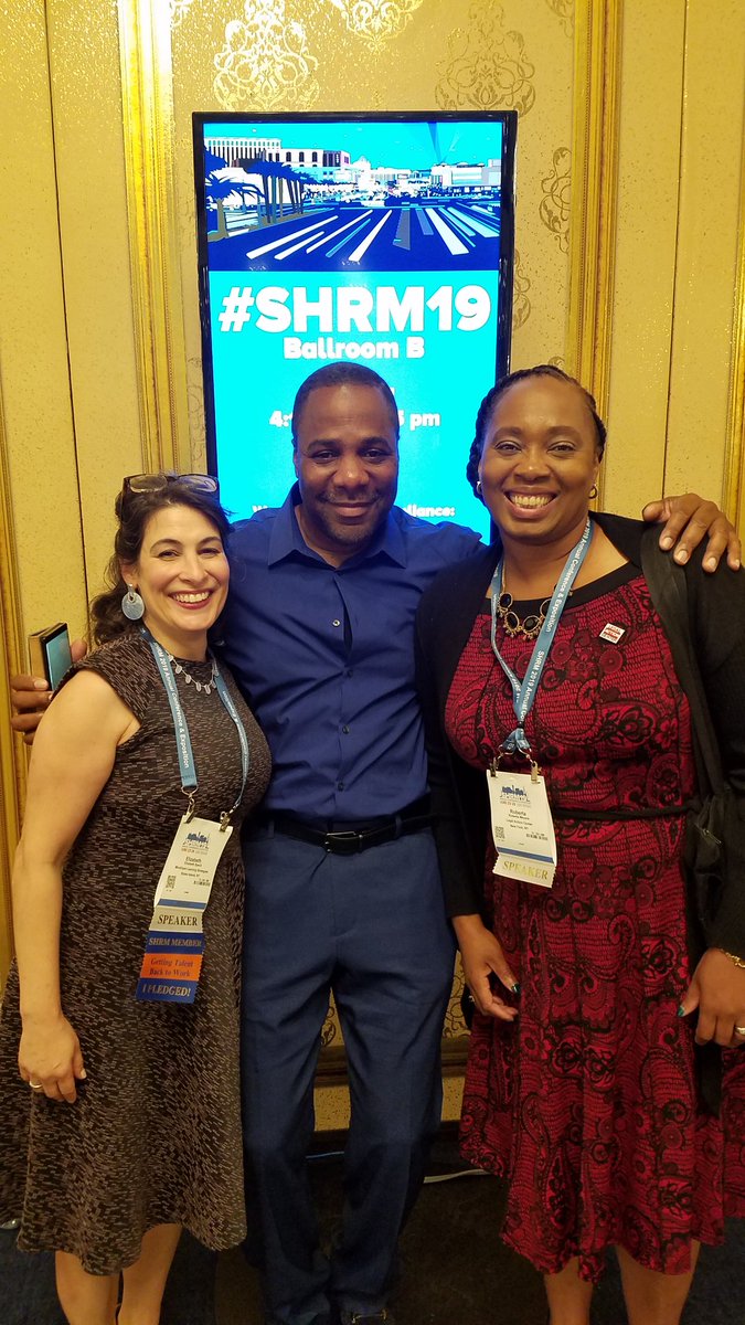 My #fairchancehiring crew after our presentation before 100+ HR managers talking abt the business value added to eliminating bias & expanding their talent pool to include qualified workers w/criminal records. #SHRM2019 @Learning_4_Good @SHRM @lac_news @JohnnyCTaylorJr @lac_news