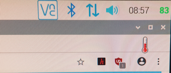 framboise314's tweet image. Chaud ! Canicule dehors canicule dedans :( Ce matin 25 degrés dans la pièce Tests de #Scratch3 en ligne avec @Raspberry_Pi 4. Température CPU "au repos" ~60°C. Avec un petit jeu #Scratch sur #Chromium  oups! 83°C apparition thermomètre, ralentissement CPU :(