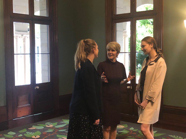 #QUTLaw students Ella and Kate from the newly formed #QUT Women in Law student committee meeting The Hon @JulieBishopMP