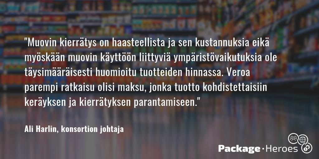 #PackageHeroes-tutkijat arvioivat, kuinka hyvin #hallitusohjelma tukee kestävän elintarvikepakkaamisen kehittämistä. Konsortion johtaja <a href="/AliHarlin1/">Ali Harlin</a> kommentoi mm. kirjausta #pakkaus'ksiin &amp; jätteisiin kohdistuvista #verotus'keinoista.

Lue kaikki kommentit: packageheroes.fi/2019/06/25/tut…