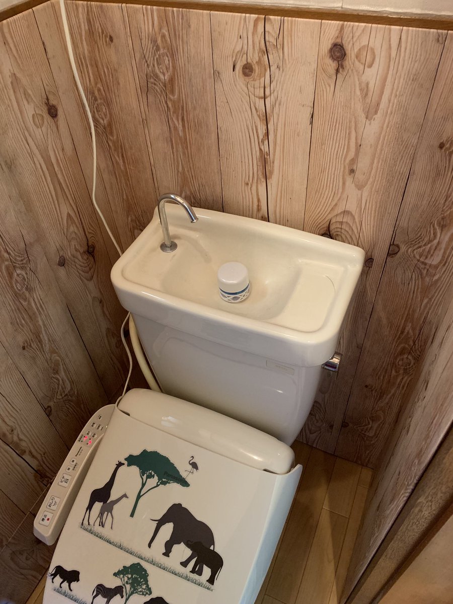 ソラ 下半分終わった ヾ O O ノﾜｧｰｨ プラダンだと加工が楽 扉の内側も同じの貼った O 艸 上の壁紙どんなのにしようかな プラダン トイレdiy