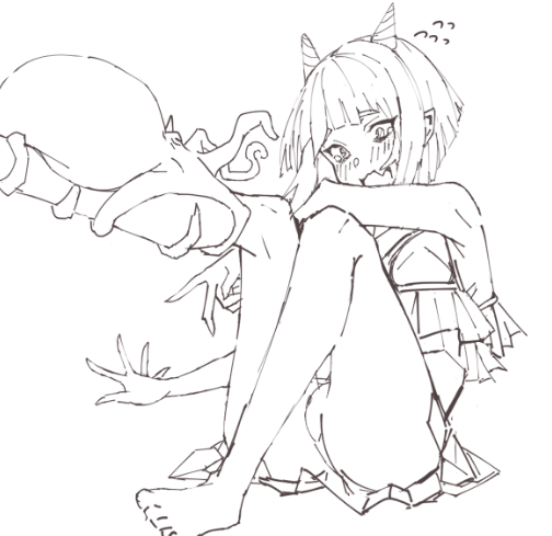 タコに襲われる鬼っ子 