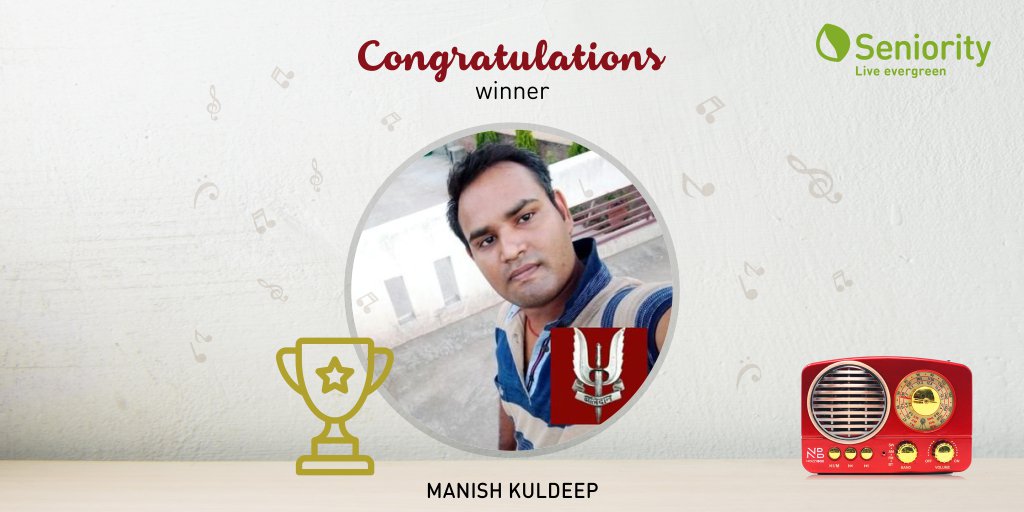 EvergreenClubIN's tweet photo. Thank you, everyone, for participating in the Music Day contest.
Many congratulations to the winner! @MKULDEEP666 We hope you like the gift from #Seniority.
#LiveEvergreen #ContestWinner #MusicDay #Musicdaycontest #SeniorHealth #SeniorWorld #SeniorLife #SeniorCitizen #Noizzybox https://t.co/ki5IOarTXu
