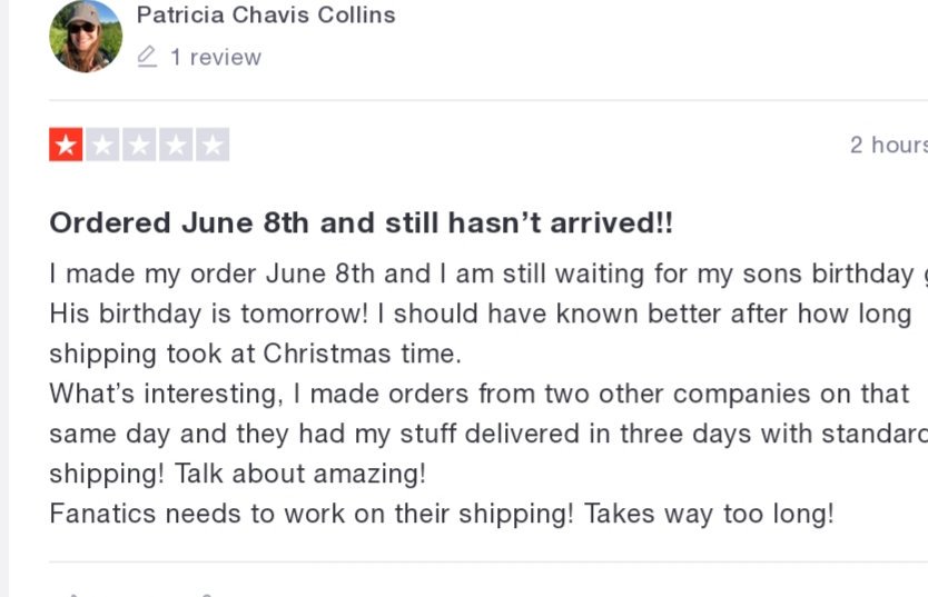 FanaticsGroup's tweet image. Fanatics order problems? Look at yet another complaint.., fanatics, delayed orders, cheap products and one horrible company