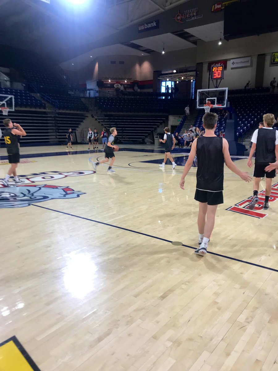 bk_basketball's tweet photo. BK Boys Hoops up at Gonzaga Team Camp, ready for game 1 in the Kennel. #12guys1team #BKproud #workhardallsummer https://t.co/EGHnGP7mNV