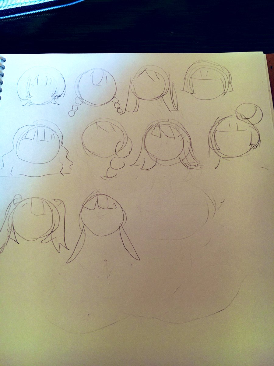 夏花のイラスト本を作ろうと思ってるんだけど、髪型をひたすら案出ししてて頗る雑なのでした笑
L版サイズくらいかな?? 
