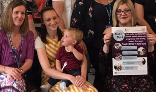 Perinatal mental health team lead Donna Stafford with mums Naomi Harrison and Deanna Dalby at the launch of the Mums Mind text messaging support service for Leicestershire and Rutland
