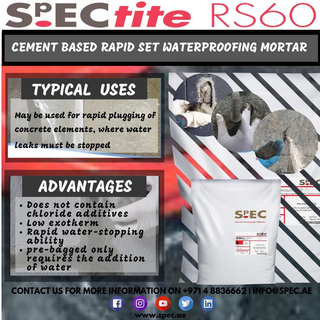 SpECfze's tweet photo. SpECtite RS60 #CementBased #Rapid #WaterproofingMortar #Waterproofing #RapidWaterStopping #LowExotherm #LeaksSolution #LeaksProblem #LeaksIssue #SpEC #SpecialityEngineeringChemicals #Dubai https://t.co/sddPWVw9yz