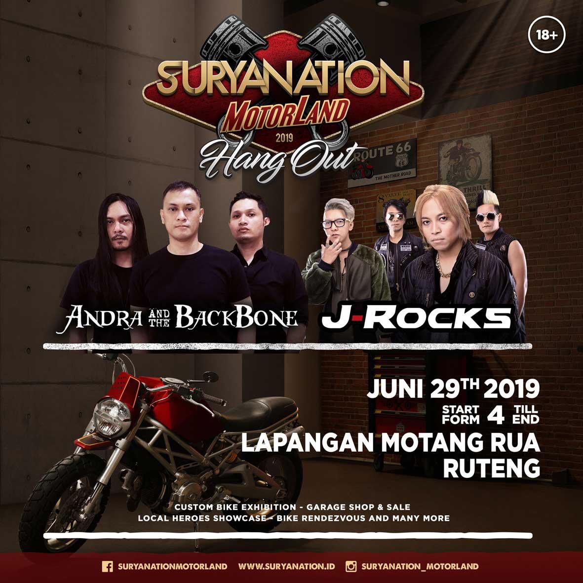 Sampai jumpa di Ruteng, Nusa Tenggara Timur weekend ini tanggal 29 Juni 2019 guys... 
J-Rocks first time ke NTT nih... 
can’t wait... 
thanks <a href="/SURYA_MOTORLAND/">SuryanationMotorland</a>