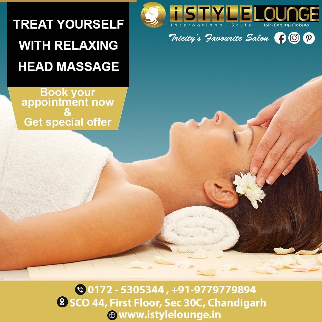 iStyleLounge30c's tweet photo. Treat yourself with a relaxing and rejuvenating Head Massage. 

Book your appointment now. Call us at 01725305344

SCO - 44, First Floor, Sector 30C, Chandigarh

#iStyleLounge #Chandigarh #headmassage #relaxing #calm #summer #relax #spa #headmassage #hair #perfecthair #Makeup https://t.co/VJ0VFrRzqW