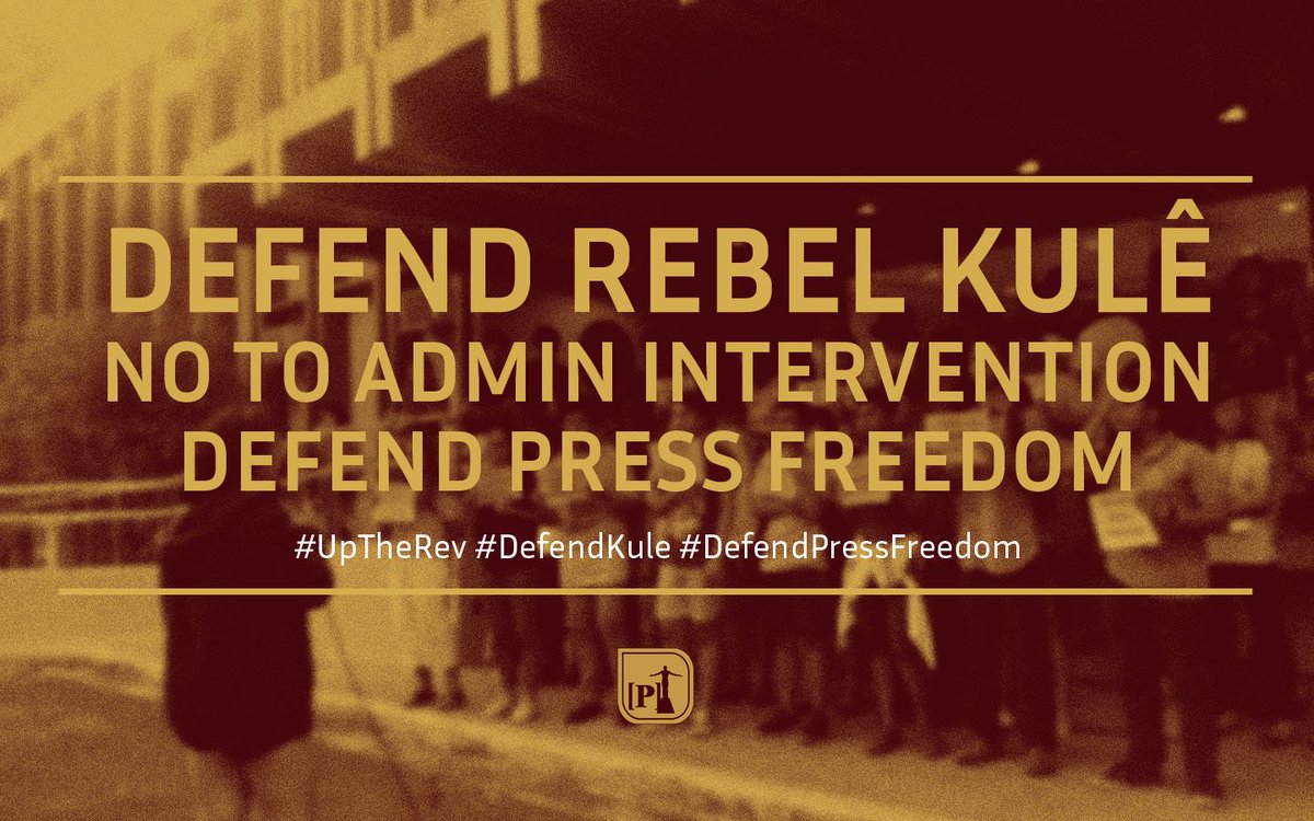 uplbperspective's tweet photo. OFFICIAL STATEMENT OF [P] ON THE EC'S DECISION TO SUSPEND THE EDITORS OF REBEL KULÊ

We call on the administration of UP Diliman, especially the EC, to uphold the ruling of the SDC and follow due process.

READ: https://t.co/kuRWRN0FsQ

#UpTheRev #DefendKule #DefendPressFreedom https://t.co/FP45xY8i3J