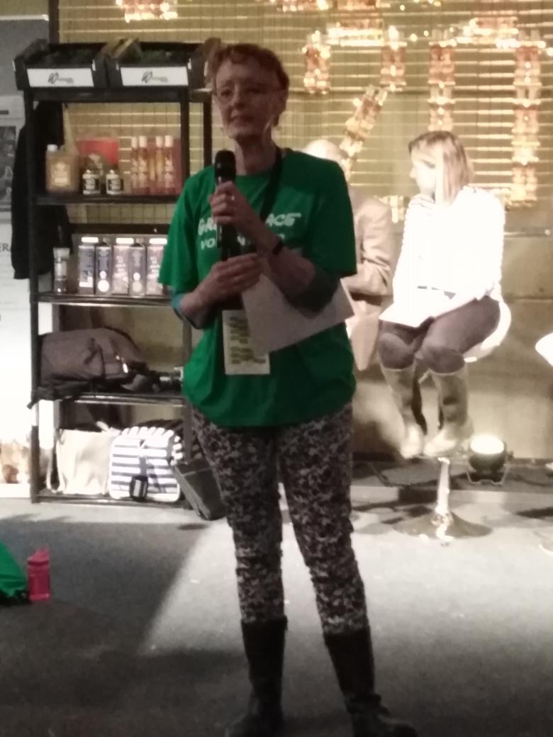 IanNottage's tweet photo. Cath sutherland from @Greenpeace taking to the stage @cookeryfoodfest talking plastic and sustainability #designedbychefs4chefs #plasticpopulation https://t.co/UwMd9rmxQ6