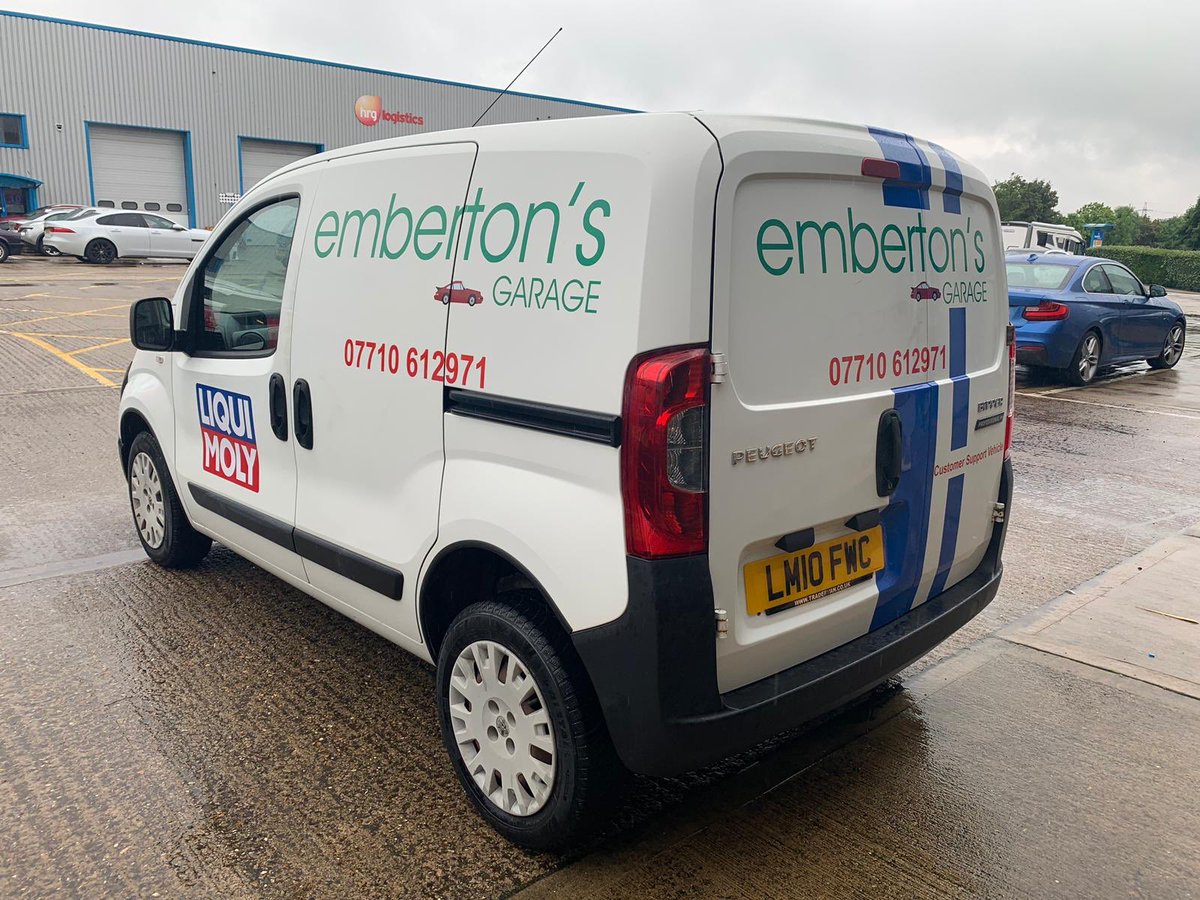 Signs_ExpressNN's tweet photo. A lovely Northampton summer’s day 😂😂😂😂😂 but a nice job just completed for Emberton’s Garage on Moulton Park. Graphic better than the weather https://t.co/gPVtlgNdvt