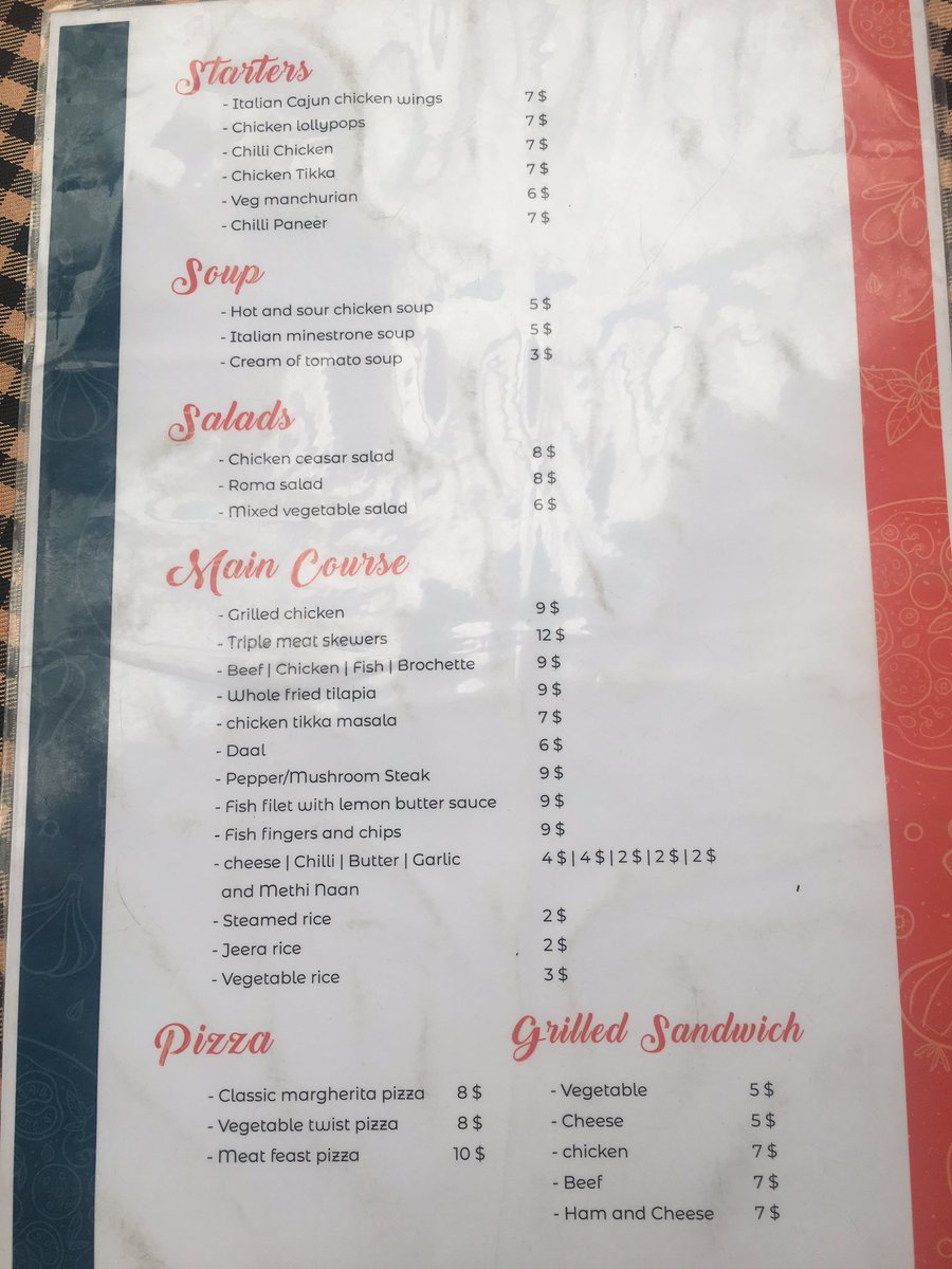 gomaguide's tweet photo. Lunch menu at Le Volcan restaurant in #Goma, #Congo. https://t.co/3n9N4Yzrbc