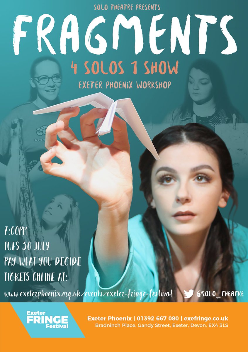We are excited to announce we are performing at <a href="/ExeFringe/">Exeter Fringe Festival</a> 
at @exeter_phoenix workshop on the 31st of July and at <a href="/CamdenFringe/">Camden Fringe</a> at <a href="/CamdenPT/">Camden People's Theatre</a> on the 11th of August - Come along and watch!