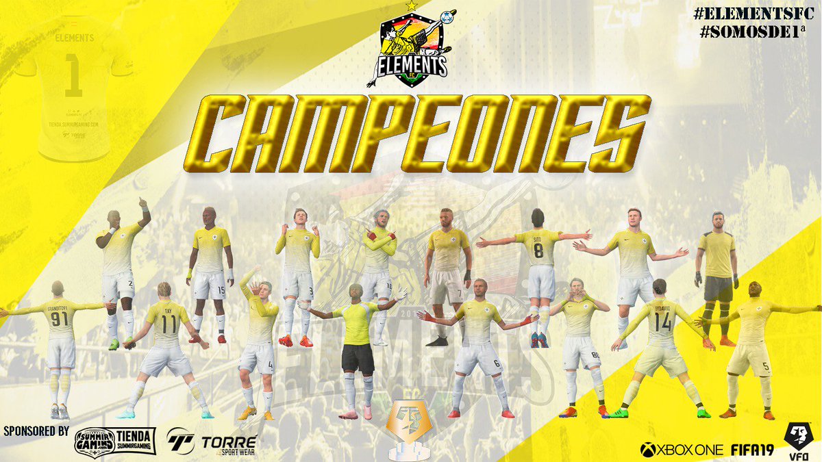🎉SOMOS CAMPEONES DE 2A🏆🥇

Después de una temporada muy dura, estamos muy contentos de cómo la hemos sacado adelante y podemos decir orgullosos que somos de 1a🔥

Desde abajo, ascendimos a 4a,3a,2a y 1a <a href="/VFOspain_xbox/">VFOspain XBOX</a>

Gracias a tod@s!

Sponsored by 
<a href="/SummirGaming/">SummirGaming</a> &amp; <a href="/torrewear/">Torré Wear ®</a>