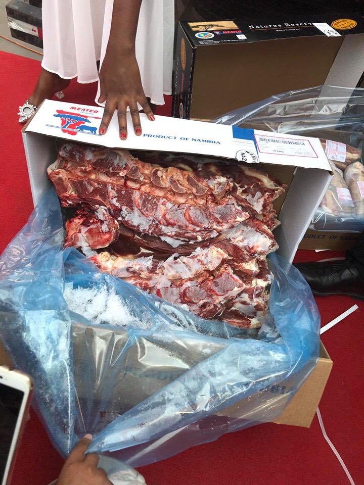 Meatco_Namibia's tweet photo. H.E Dr Elia Kaiyamo Namibian Ambassador to the People’s republic of China, was on hand at the opening of the first batch of Namibian beef to China on 24 June 2019. #TeamNamibia #Meatco4Namibia #Meatco #NamChi #InternationalTrade #QualityBeef https://t.co/Ukdez7tdTG
