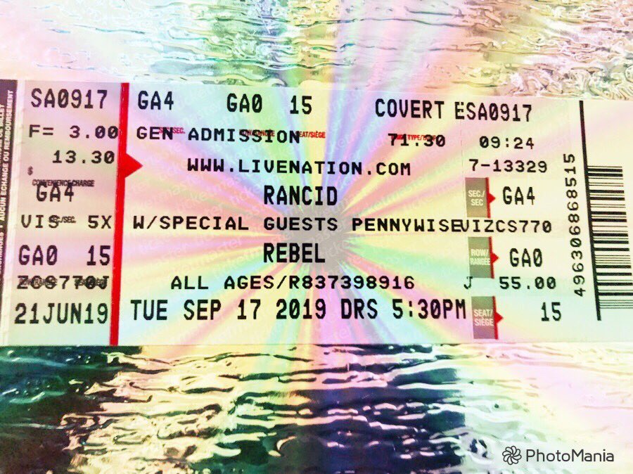 TrinaCAWood's tweet photo. Happiness is @Rancid tickets #shesautomatic that I will be #MIA and at the show b/c when I’ve got the music I’ve got a place to go #respect 👊🖤💀 https://t.co/aMjJhTCsk7