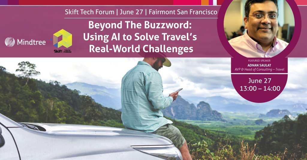 Mindtree_Ltd's tweet photo. How to better serve the connected traveler? Trying to solve this puzzle? Join Mindtree at @Skift Tech Forum to discuss with our #travel expert @adnansaulat | Jun 27, San Francisco. Book slot now https://t.co/VW5astXLfO #SkiftTechForum #Blockchain #Customer360 https://t.co/3WpJ3Q8rcQ