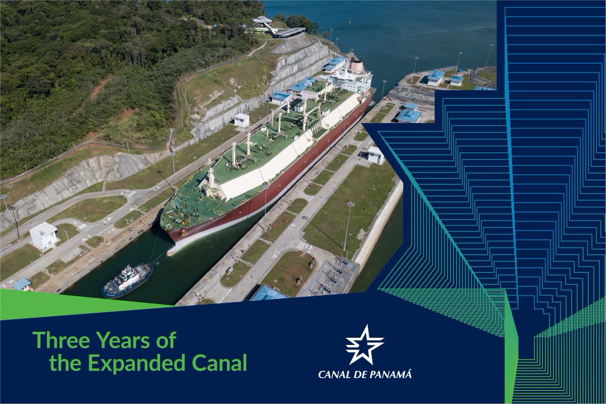 thepanamacanal's tweet photo. In May, the #ExpandedCanal welcomed the first Q-Flex and the largest liquefied natural gas (LNG) tanker to ever transit the waterway. https://t.co/Ap9lzXlmwE