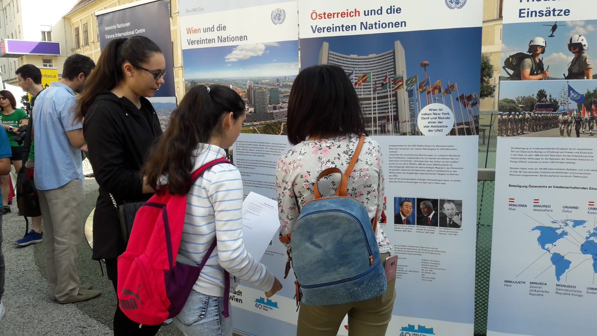 UN_Vienna's tweet photo. UNO-City unterwegs in Österreich: Besucht uns heute beim #FairStyria-Tag in Graz, wo wir unsere Ausstellung zu 40 Jahre #UNVienna zeigen. Über 530 SchülerInnen werden erwartet, um mehr über lokale Projekte zu den #SDGs #GlobalGoals zu erfahren. @Land_Steiermark https://t.co/kOYdXrIjuY