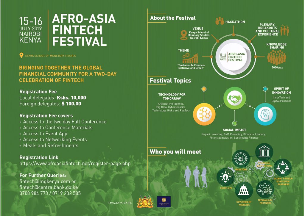 Budding or achieved innovator? Tell @FSDKe about your innovation, win a delegate pass to join 5000 participants at the Afro-Asia #Fintech Festival hosted by @CBKKenya & @MAS_sg More infor fsdkenya.org/news/win-a-del… @tamarabcook @thenailab @wgkantai @SamGichuru @EAVCA @NairobiGarage