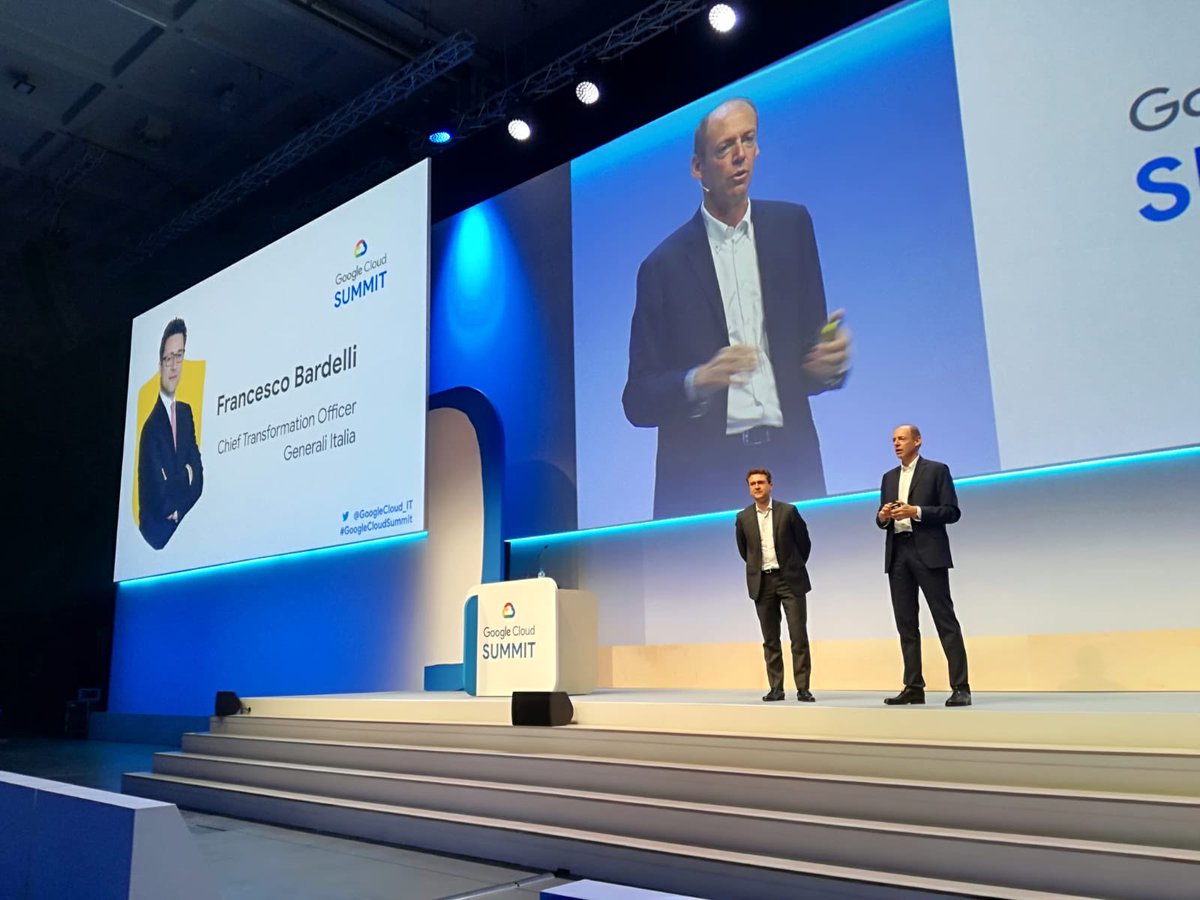 FBardelliTW's tweet photo. In @GeneraliItalia stiamo ridisegnando il modo di fare assicurazione, per questo la partnership con @Google, tra i leader globali nella fornitura di servizi cloud sicuri, aperti e intelligenti, ha per noi un valore strategico! Ne ho parlato oggi al keynote del #GoogleCloudSummit https://t.co/x4rJG0ZWV5