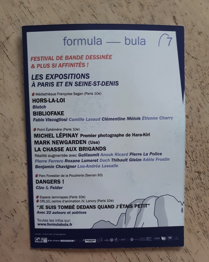 IdealComix's tweet photo. Bientôt dans votre ville...@formula_bula #7, du 24 au 29 septembre 2019.
#formulabula #festival #paris #sevran #bandedessinée #bd #dessin #exposition #blutch #fiabioviscogliosi #camillelavaud #clementinemelois #etiennecharry #michellepinay #marknewgarden https://t.co/MbCm3NCAop
