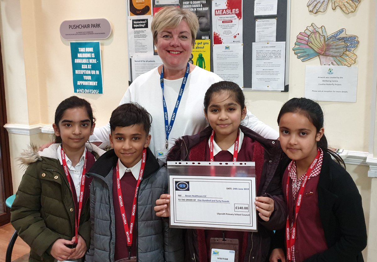 Learning2Aspire's tweet photo. Members of the school council @LilycroftSch raised money by making and selling Eid cards for the homeless and presented a cheque to Gina @BevanCIC. https://t.co/w4vI7tJuId