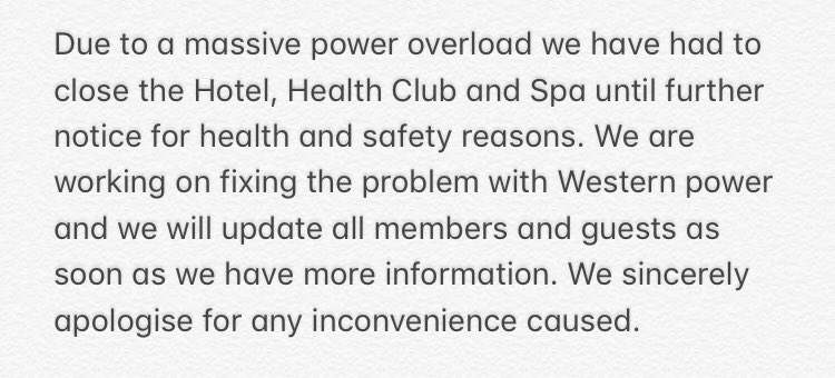 Unfortunately the hotel is closed for health and safety reasons. We sincerely apologise for the inconvenience