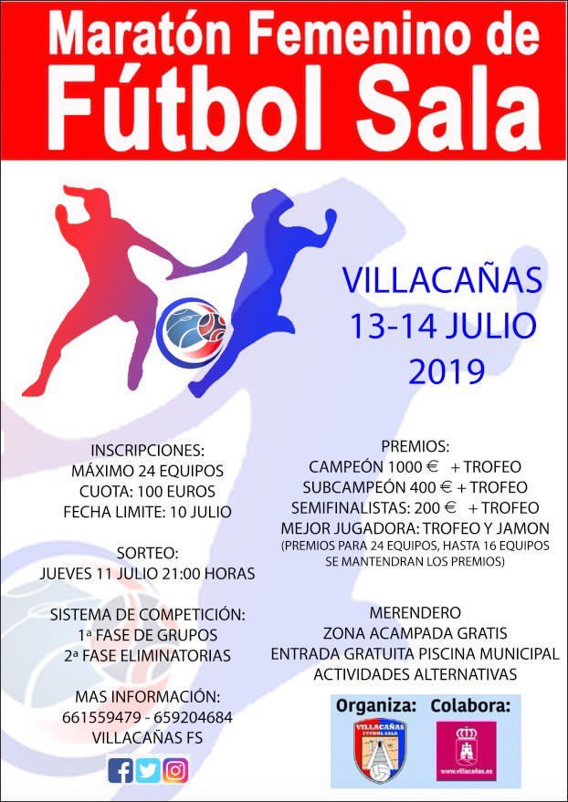 DeporteCLM's tweet photo. FÚTBOL SALA I El II MARATÓN FEMENINO DE FÚTBOL SALA VILLACAÑAS ya está en camino. 

La noche del sábado se va ha preparar una barbacoa gratuita para tod@s los participantes.
Ademas tendréis acceso gratis a la piscina municipal, y habrá zona de acampada exterior e interior. https://t.co/DPrWI17hBZ