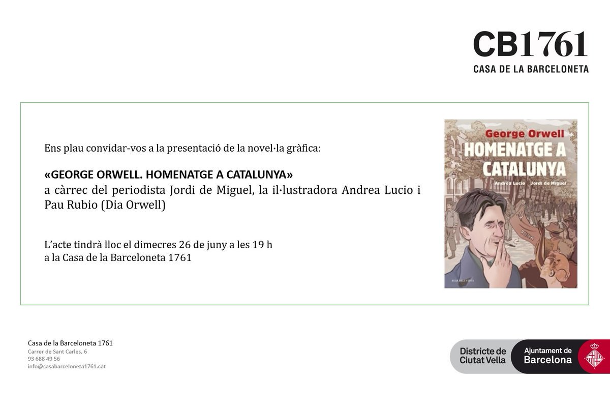I demà, a les 19h., a la Casa de la Barceloneta, amb <a href="/pauinthecloud/">Pau</a> (<a href="/DiaOrwell/">Dia Orwell</a>).
