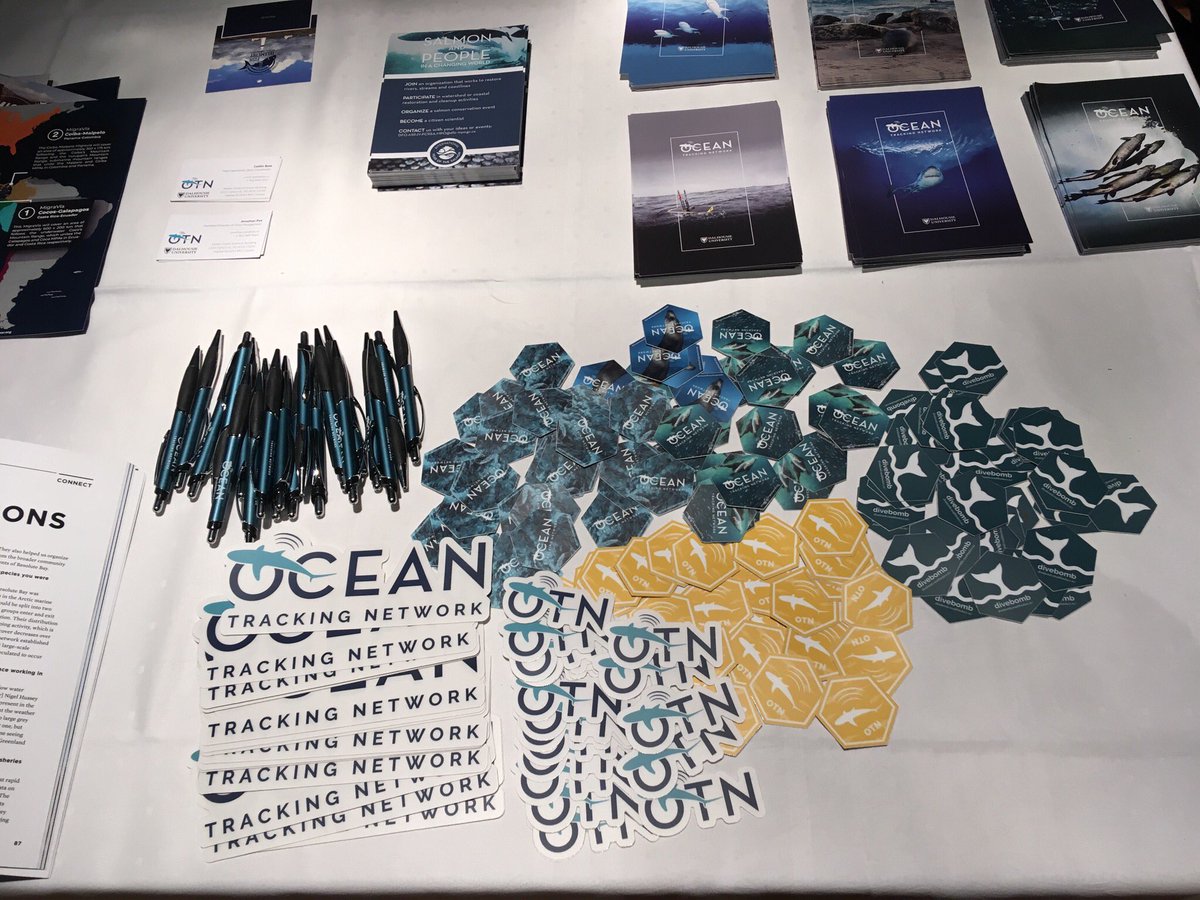 OceanTracking's tweet photo. It’s a good day to be at the 5th ICFT in Arendal, Norway! Come say hello, meet our neighbours @InnovaseaAqua @vemcoteam, grab some stickers, and learn how we can connect you to a global network of telemetry users. #2019ICFT #5thICFT https://t.co/FoSreOzjRe
