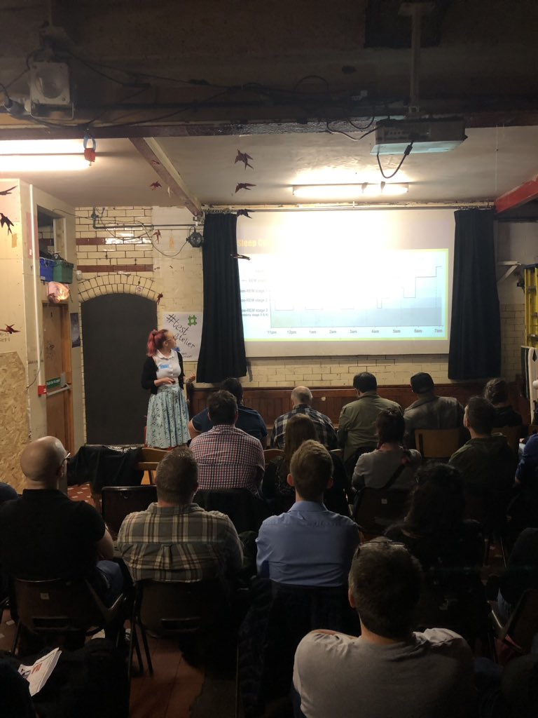 NewcastleMoT's tweet photo. Our own @HannahPretswell talking about ‘The Sleeper Tester’ at #testatelier Leeds https://t.co/xzMzwpCcat