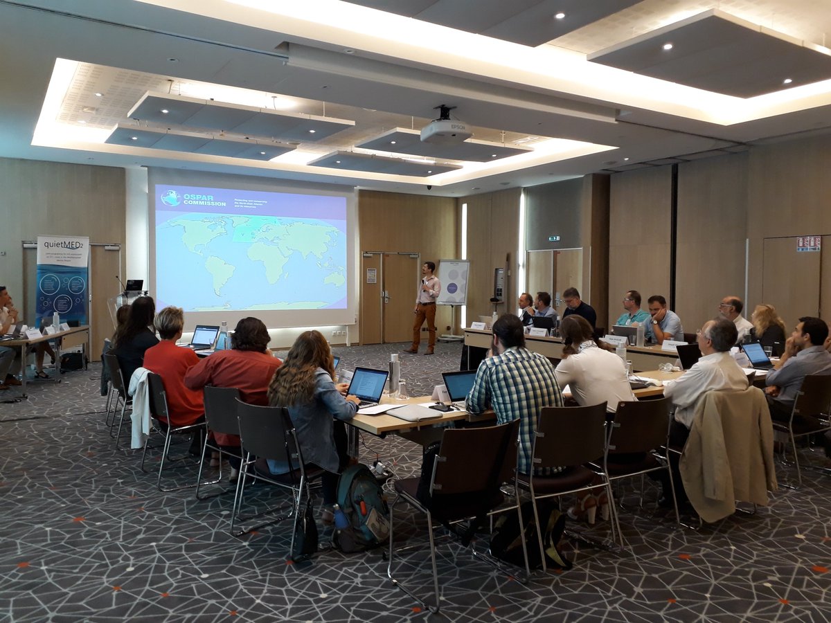 QUIETSEAS_EU's tweet photo. The first workshop with the Joint CMS/ACCOBAMS/ASCOBAMS noise working group just started in #Monaco π Nathan Merchant has presented the background & latest news from @osparcomm process on candidate impact indicator π π #impulsivenoise https://t.co/QKBx5agDp2