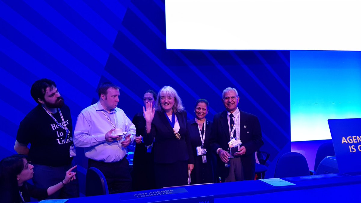 petermbenglish's tweet photo. RB chair @helenamckeown and the hard working Agenda Committee in the Agenda pit, ready to go for Day 2 of #ARM2018 (with photo this time, I hope!) https://t.co/LMu62qDOuw