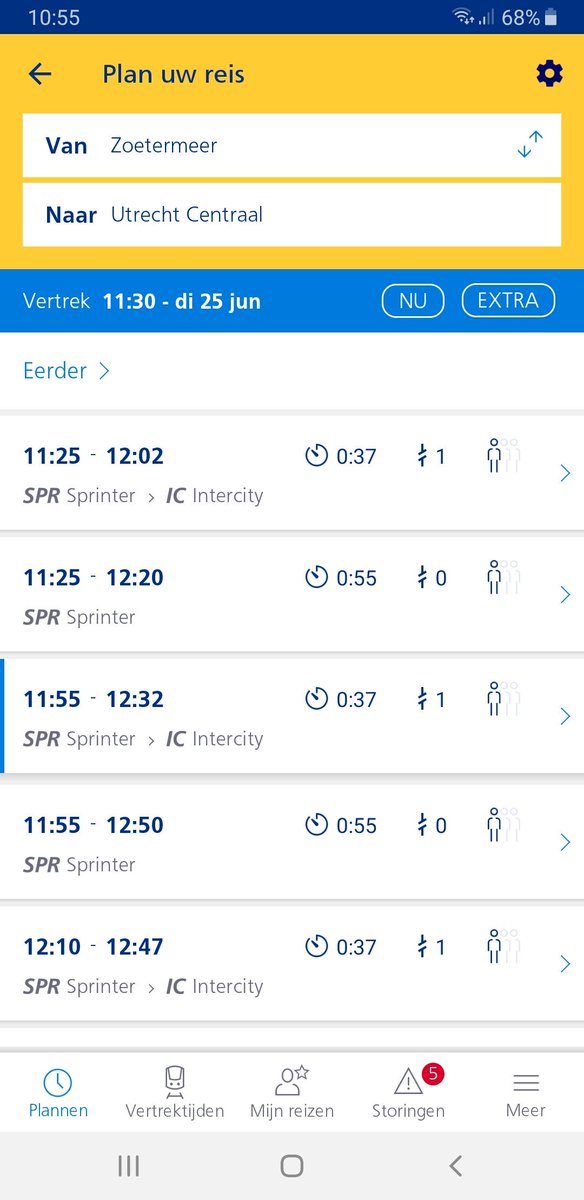 DMarjon's tweet photo. @NS_online waarom krijg geen reisadvies voor 11:40 te zien, terwijl deze wel rijdt met een aansluitende overstap in Gouda? https://t.co/rwAETVKN7D