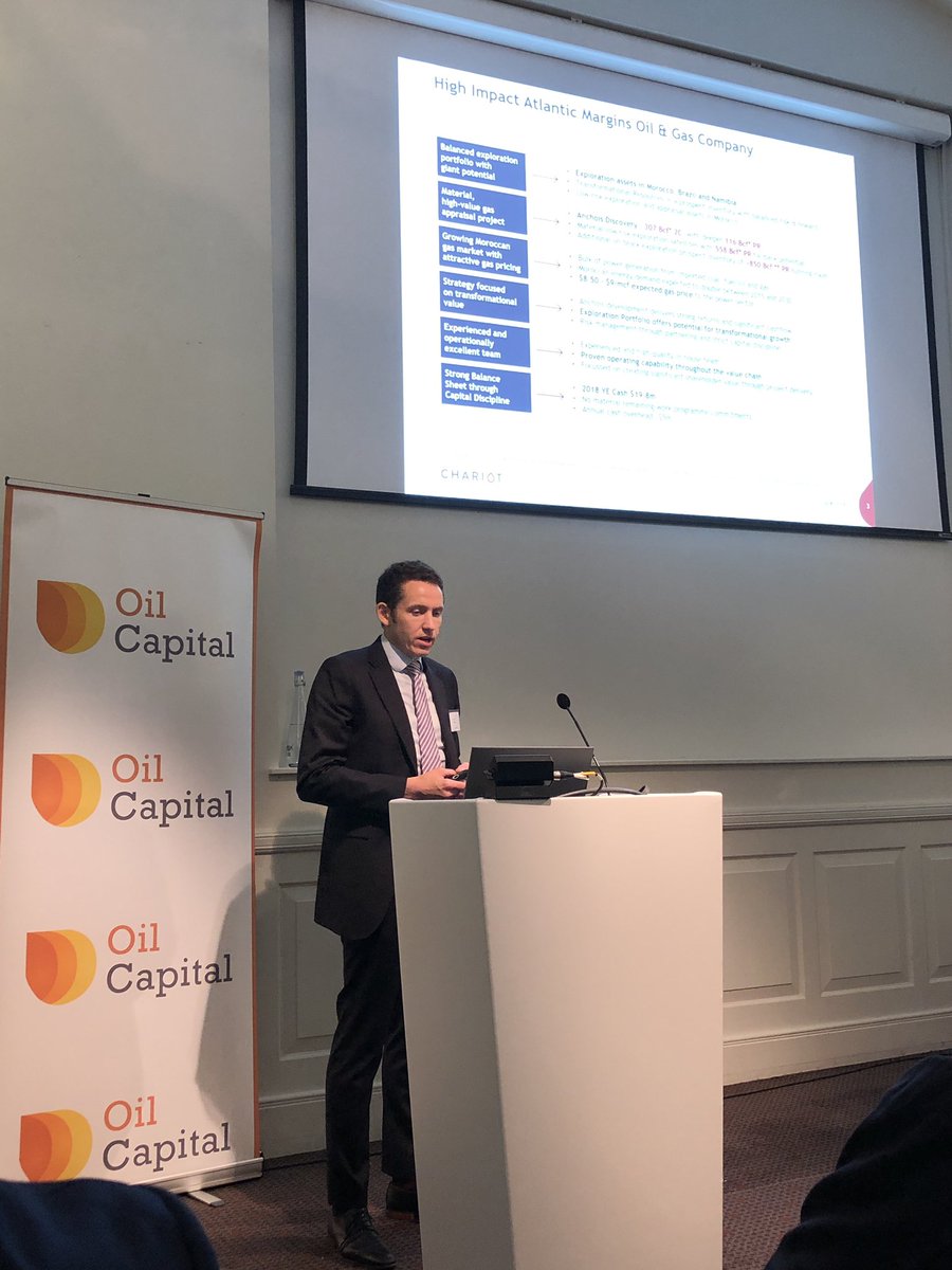 Chariot_Energy's tweet photo. Duncan Wallace, Exploration Manager at Chariot Oil &amp; Gas, presenting at the Oil Capital conference in London today. https://t.co/UGHVoBz67t