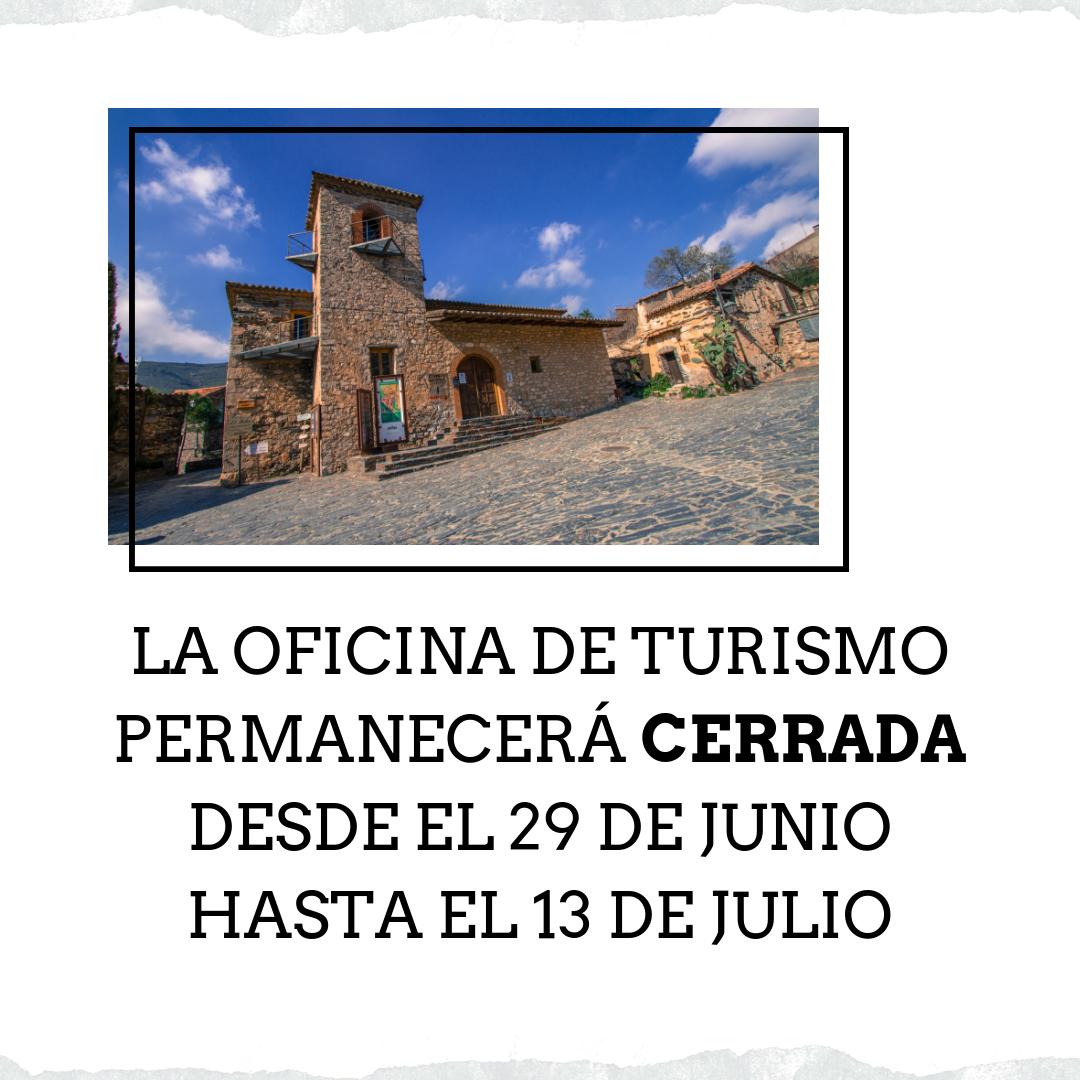La Oficina de Turismo permanecerá cerrada desde el 29 de junio al 13 de julio.
Si queréis información sobre dónde comer, dormir, comprar, qué ver o cualquier otra información turística podéis descargar toda la información en la pestaña multimedia de la página web.