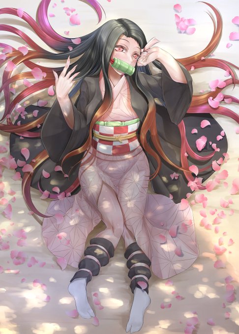 紅@エリス一生推しさんがTwitterに投稿した竈門禰豆子(鬼滅の刃)のイラスト。