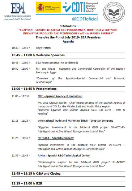 SpainnovaEGYPT's tweet photo. Jornada GAFI-CDTI. 4 de Julio. 
Seminar GAFI-CDTI. 4th of July.

“EGYPTIAN – SPANISH BILATERAL R&amp;D PROGRAMMES: 
HOW TO DEVELOP YOUR INNOVATIVE PRODUCTS AND TECHNOLOGIES WITH A SPANISH PARTNER”

Write DM if you are interested. 
@ICEXEgipto @GAFIEgypt @CDTIoficial 

👇👇👇👇👇👇👇 https://t.co/gJRT8fC5bx