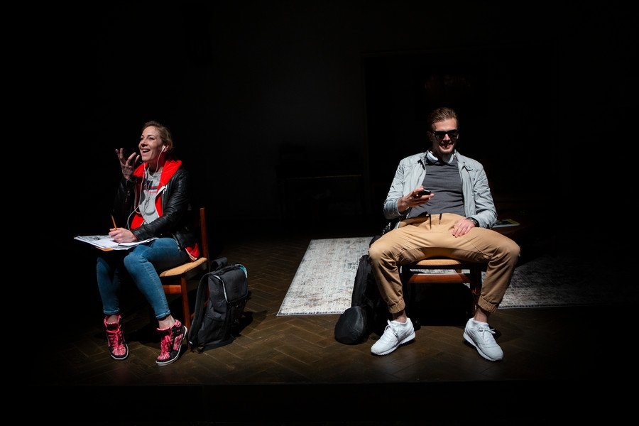 Jeany Spark as Katy Porlock and Olly Mott as Nick Sobers.