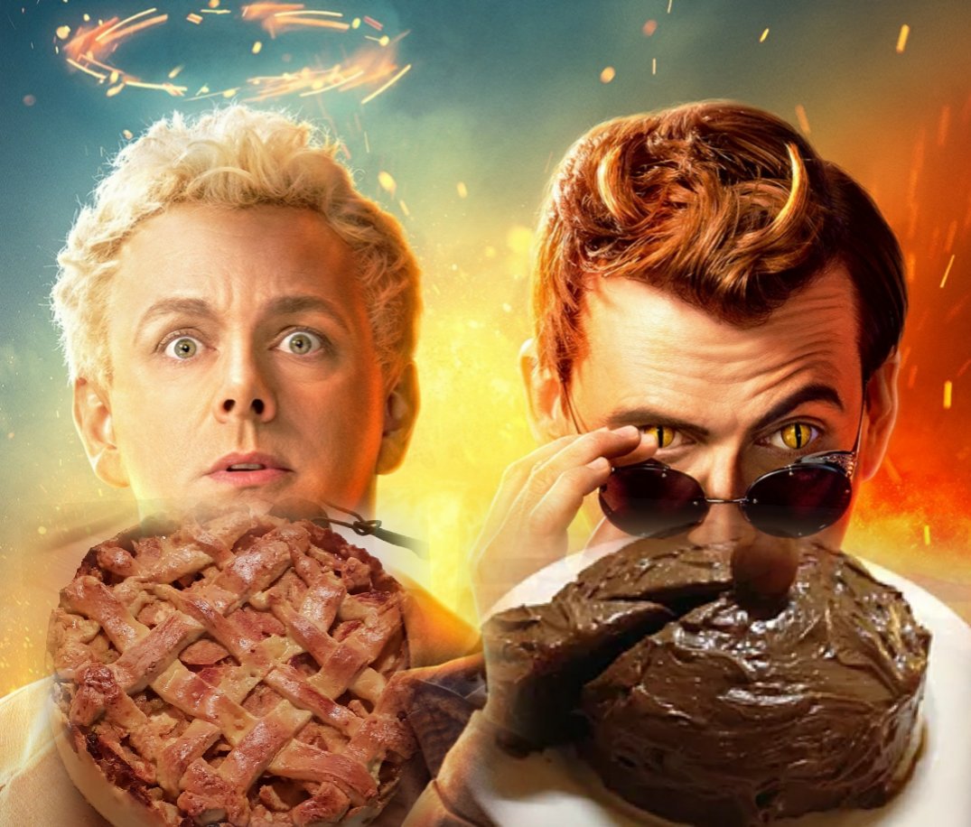 happyhicing's tweet image. @GoodOmensPrime Inspired by #GoodOmens we've made a heavenly apple pie vs a devilishly delicious dark chocolate avocado cake. Do you think Crowley and Aziraphal would approve? #creativecooks #tuesdaytreat #TuesdayThoughts