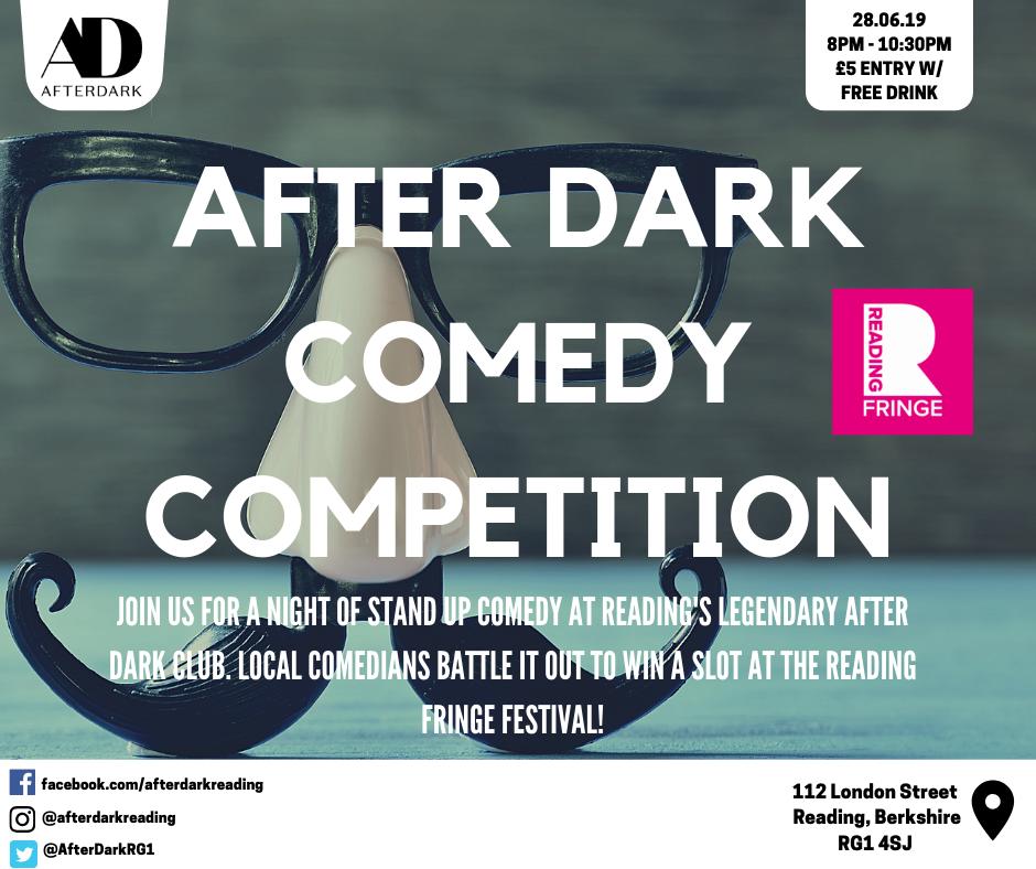 AfterDarkRG1's tweet photo. This Friday we are hosting the official @Rdgfringefest warm up party with an amazing array of stand up comics competing for a spot at the festival! Come down & join us! Only £5 entry including free admission to Bounce! after the gig!
#afterdark #afterdarkreading #readingfringe https://t.co/dbVyrbMqir