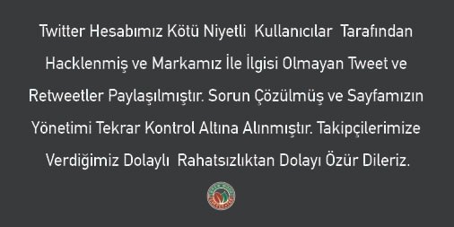Hesabımız kontrol altına alınmıştır. Yaşattığımız sorundan dolayı özür dileriz...