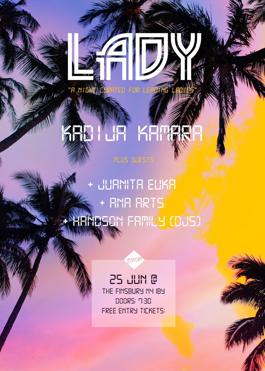 kadieaquarius's tweet photo. TONIGHT!
@LadyLiveEvents 16th Edition!
Tues 25th Jun
LIVE:
@KadijaKamara + @JuanitaEuka + #AnaArts + @HandsOnFamily
@TheFinPub
339 Green Lane
N4 1BY
Doors: 7:30pm
Show: 8pm
TICKETS: https://t.co/1CSPKvD4g9
https://t.co/sWfpZMzUPs
#LondonEvents #londonliveevents #dicefm https://t.co/sr3W5iUikU