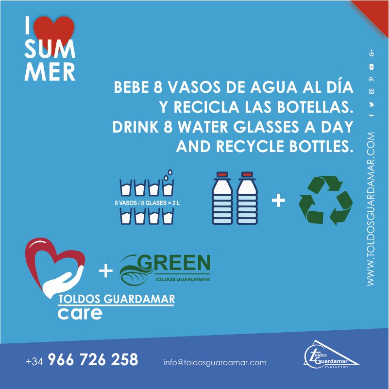 Toldosguardamar's tweet photo. ¡Estos días es muy importantes estar hidratados!☝️
Por eso, os aconsejamos beber 8 vasos de agua al día y recicla las botellas, por favor♻️ 

#ToldosGuardamar #summertips #tips #recicla #enviroment #reclying #takeyourself https://t.co/i6Ub4nWwsH