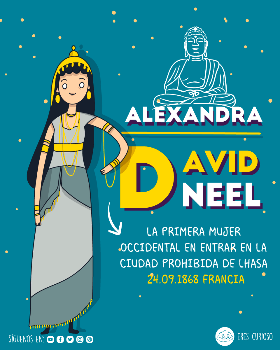 EresCurioso's tweet photo. ☀ ¿Conocéis la historia de David-Néel? Fue la primera mujer occidental que entró en la ciudad prohibida de Lhasa y fue nombrada #lama.
📲 ¡Entra en #Instagram para conocer su historia! 👉 https://t.co/DFAuj6nTNt
#mujereshistoricas #budismo #curiosidades #davidneel #tibet https://t.co/GF37d3gprQ